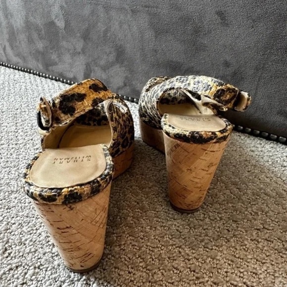 Stuart Weitzman Leopard Print Raffia & Cork Espadrille Wedges EUC - Picture 4 of 4